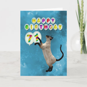 71st Birthday card with siamese cats