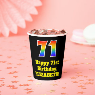 71st Birthday: Colourful, Fun, Exciting, Rainbow 7 Paper Cups