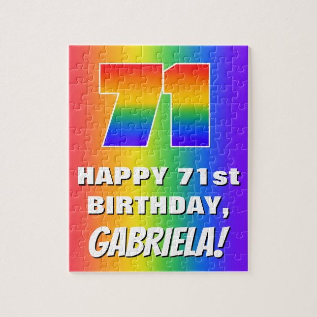 71st Birthday: Colourful, Fun Rainbow Pattern # 71 Jigsaw Puzzle (Vertical)