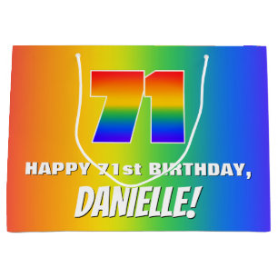 71st Birthday: Colourful, Fun Rainbow Pattern # 71 Large Gift Bag