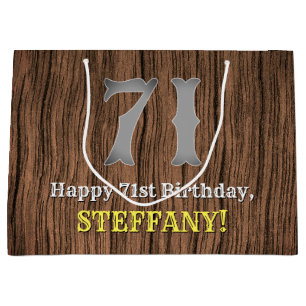 71st Birthday: Country Western Inspired Look, Name Large Gift Bag
