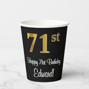 71st Birthday - Elegant Luxurious Faux Gold Look # Paper Cups