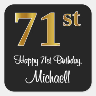 71st Birthday – Elegant Luxurious Faux Gold Look # Square Sticker