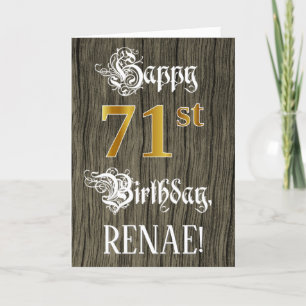71st Birthday: Faux Gold Look + Faux Wood Pattern Card