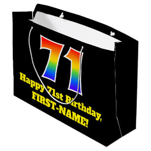 71st Birthday ~ Fun, Colourful, Vibrant, Rainbow 7 Large Gift Bag