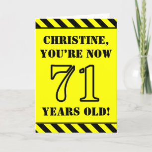 71st Birthday: Fun Stencil Style Text, Custom Name Card