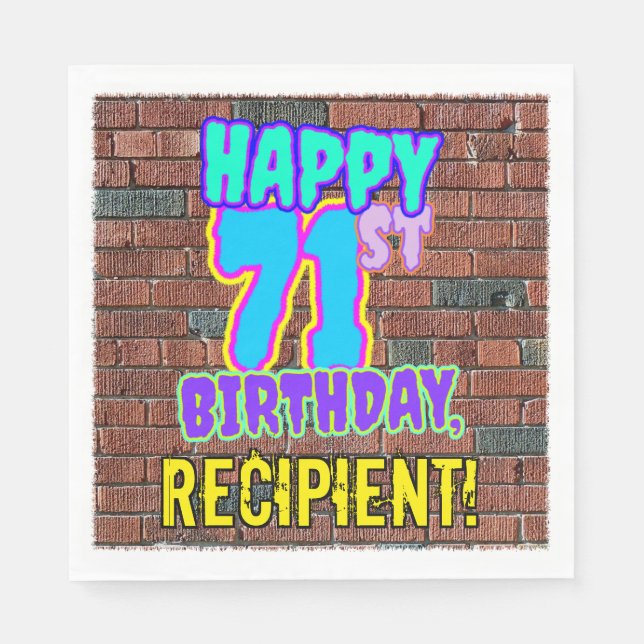 71st Birthday ~ Fun, Urban Graffiti Inspired Look Napkin (Front)