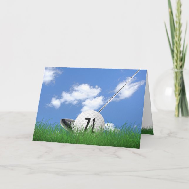 71st birthday golf ball in grass card (Front)
