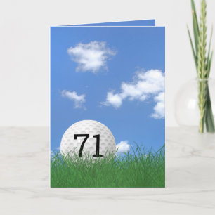 71st birthday, golf ball in grass card