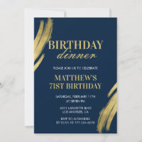 71st birthday invitations Birthday dinner Men Navy