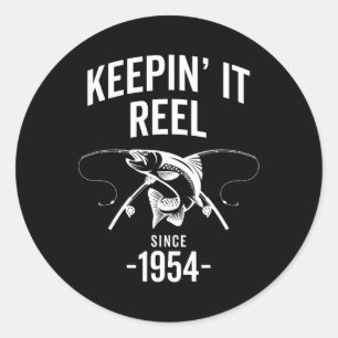 71st Birthday Keepin It Reel Since 1954 Fishing Fi Classic Round Sticker