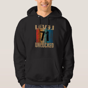 71st Birthday Level Unlocked Vintage Retro Hoodie