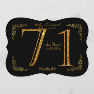 71st,Birthday party 71st,great Gatsby,black & gold Invitation