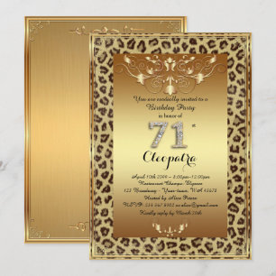 71st, Birthday Party 71st, Royal Cheetah gold plus Invitation