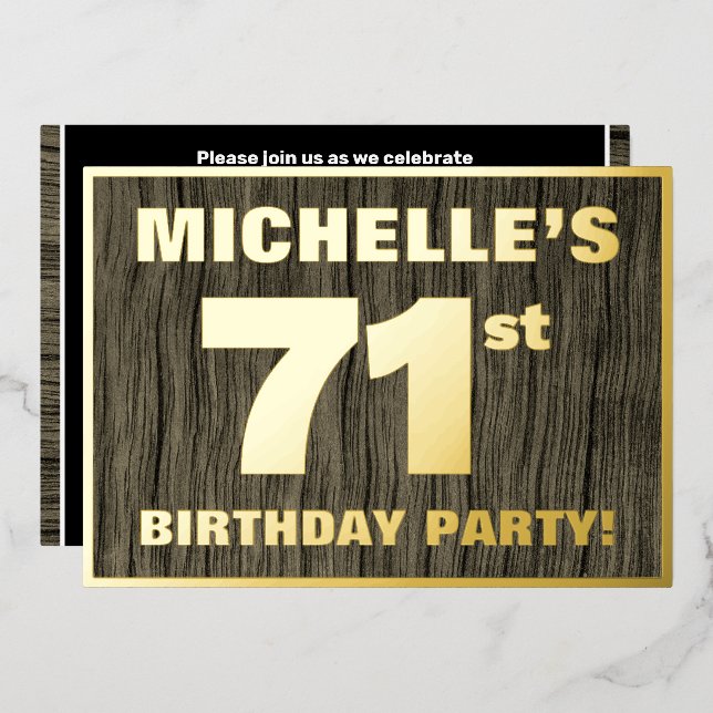 71st Birthday Party: Bold, Faux Wood Grain Pattern (Front/Back)