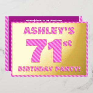 71st Birthday Party — Bold, Fun, Pink Stripes # 71