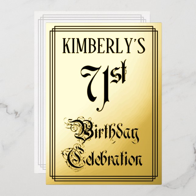 71st Birthday Party — Elegant Script + Custom Name (Front/Back)