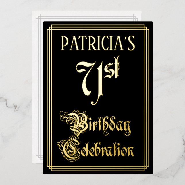 71st Birthday Party — Fancy Script & Custom Name (Front/Back)