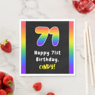 71st Birthday: Rainbow Spectrum # 71, Custom Name Napkin