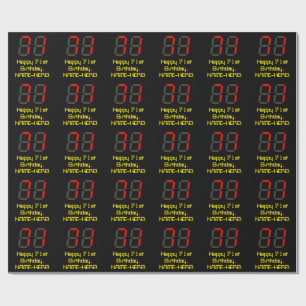 71st Birthday: Red Digital Clock Style "71" + Name Wrapping Paper
