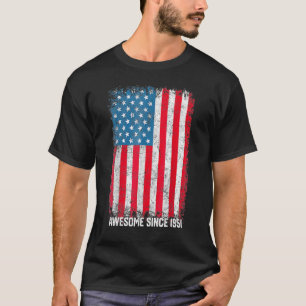 71st Birthday  Vintage Usa Flag  Awesome Since 195 T-Shirt