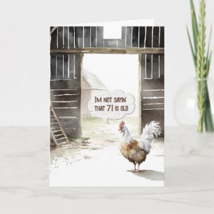 71st Birthday Watercolor Rooster In a Barn Card