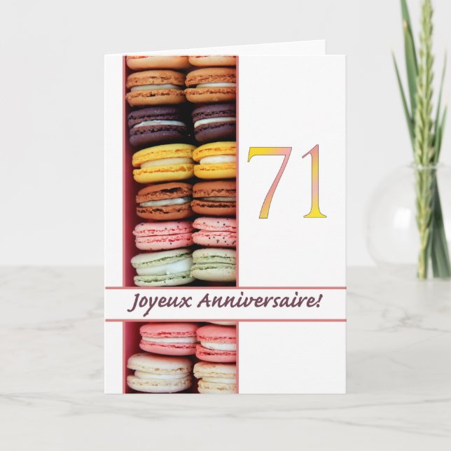 71st French Birthday Macaron-Joyeux Anniversaire! Card (Front)