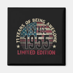 71th Birthday Gift Men Vintage Born 1955 Turning 7 Magnet