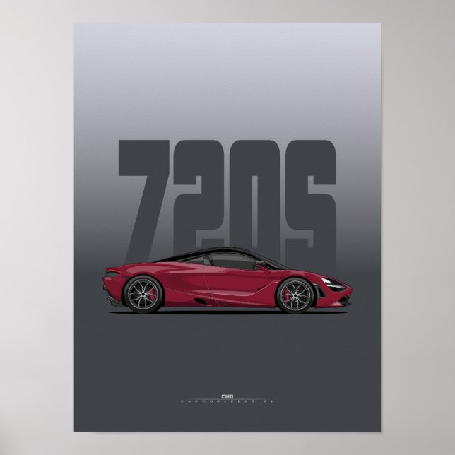 720S Supercar Poster – Memphis Red (Front)