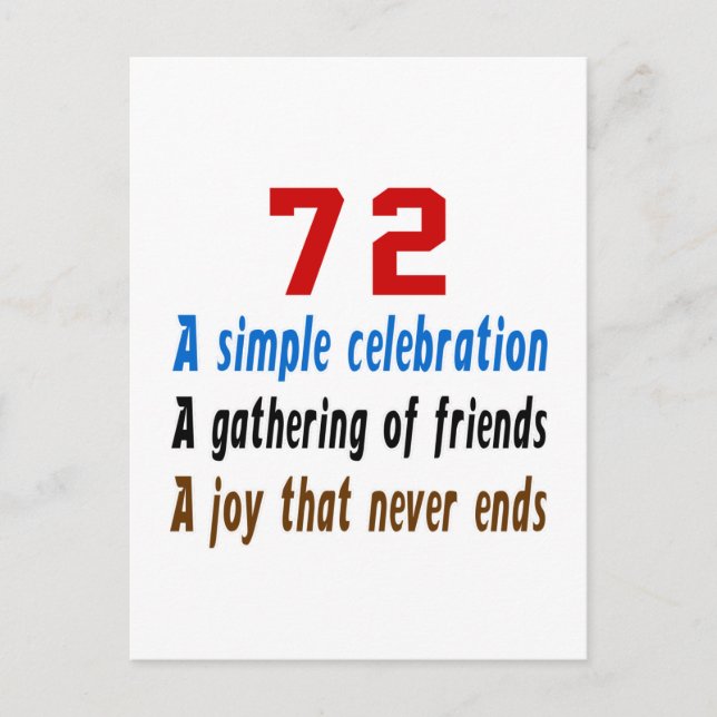 72 birthday designs postcard (Front)