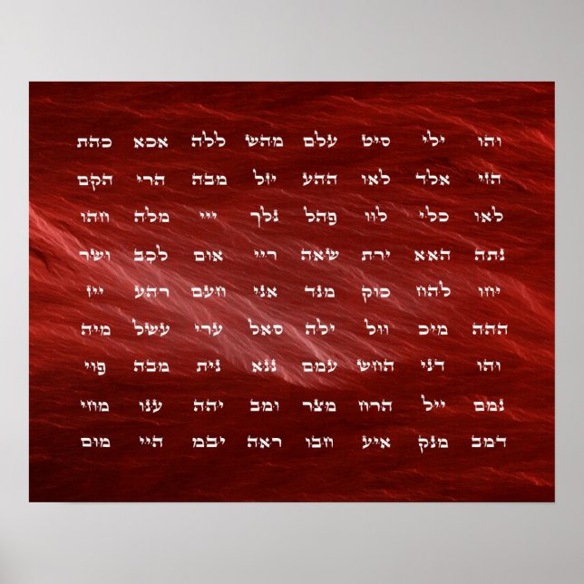 72 Names of God Meditation Art Poster (Front)