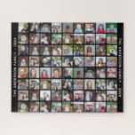 72 Square Photo Collage Grid with Text - black Jigsaw Puzzle<br><div class="desc">Use 72 SQUARE photos to create a personal photo collage. This modern, clean layout includes a text block in a san serif font to add a family name or a name. The background colour can be changed in the customise area. ***For best results for this multi photo layout - crop...</div>