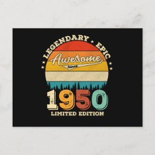 72 Year Old Awesome Since 1950 72nd Birthday Gift Postcard