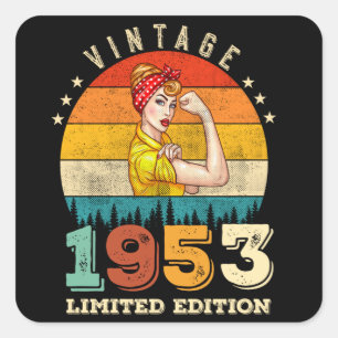 72 Year Old Bday 1953 Vintage 72nd Birthday Women Square Sticker