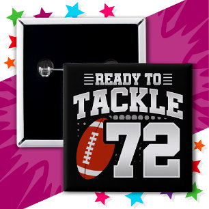 72 Year Old Tackle Football Party 72nd Birthday 15 Cm Square Badge