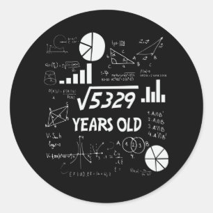 72 Years Old Bday Math Teacher 72nd Birthday Gift Classic Round Sticker