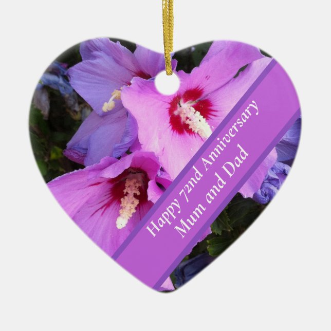 72nd Anniversary Editable Ceramic Tree Decoration (Front)