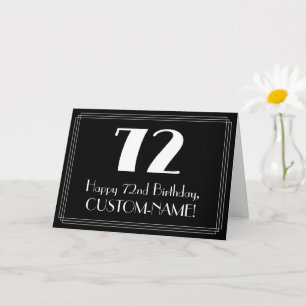 72nd Birthday ~ Art Deco Inspired Look "72", Name Card