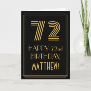 72nd Birthday: Art Deco Inspired Look "72" & Name Card