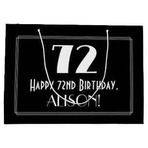 72nd Birthday: Art Deco Inspired Style "72", Name Large Gift Bag