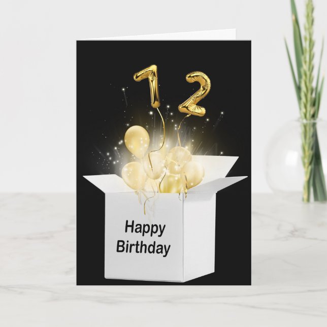 72nd Birthday Balloons In White Box   Card (Front)
