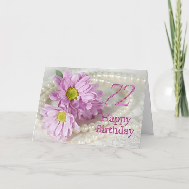 72nd Birthday card with daisies (Front)