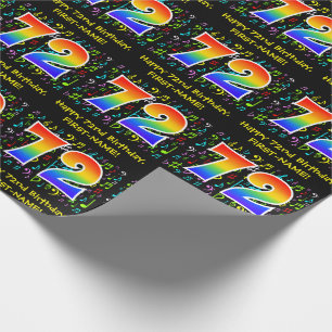 72nd Birthday: Colourful Music Symbols, Rainbow 72 Wrapping Paper