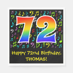 72nd Birthday - Colourful Music Symbols, Rainbow 7 Napkin