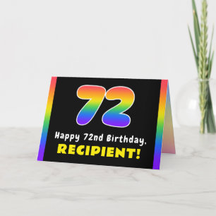 72nd Birthday: Colourful Rainbow # 72, Custom Name Card