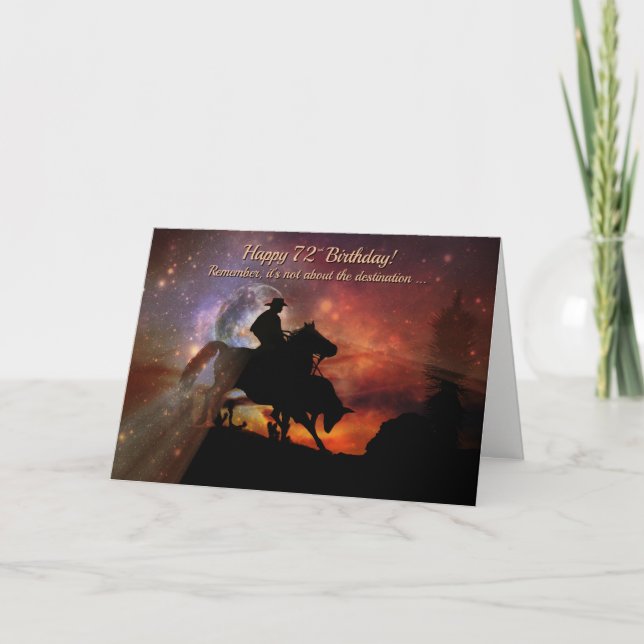 72nd Birthday Cowboy Riding Bull Roping Card (Front)