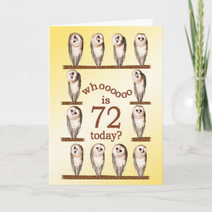 72nd birthday, Curious owls card. Card