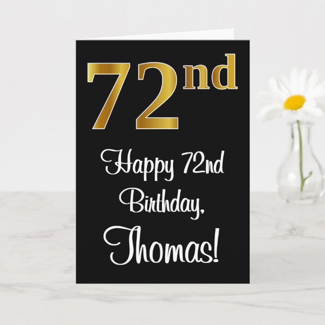 72nd Birthday ~ Elegant Luxurious Faux Gold Look # Card (Small Plant)