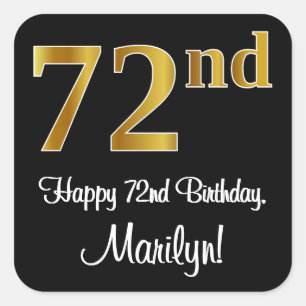 72nd Birthday – Elegant Luxurious Faux Gold Look # Square Sticker