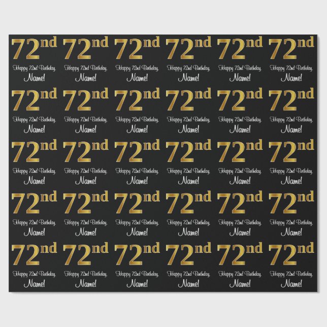 72nd Birthday: Elegant Luxurious Faux Gold Look # Wrapping Paper (Flat)